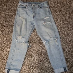 Ripped Straight Leg Jeans